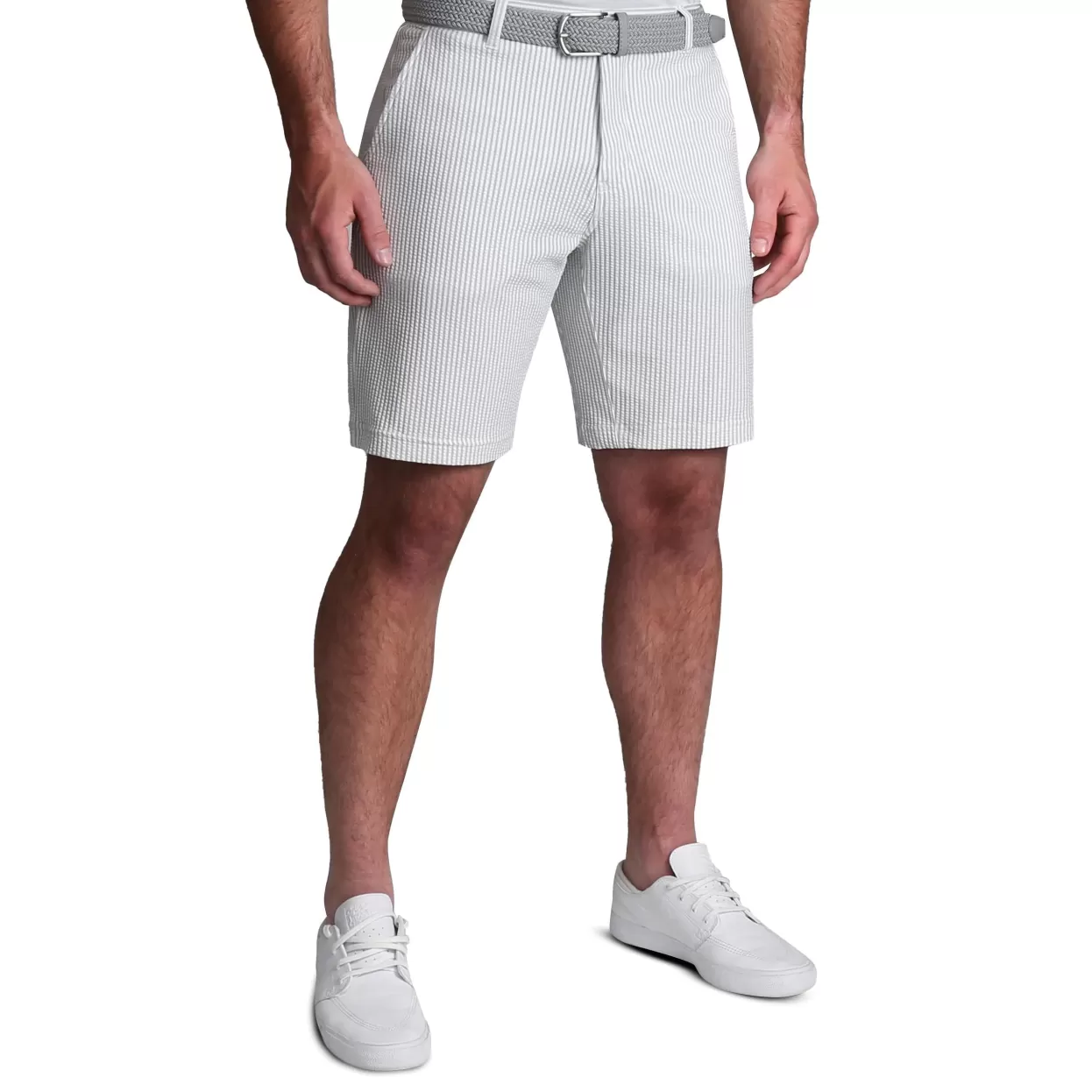 State and Liberty Athletic Fit Shorts - Grey Seersucker Fashion