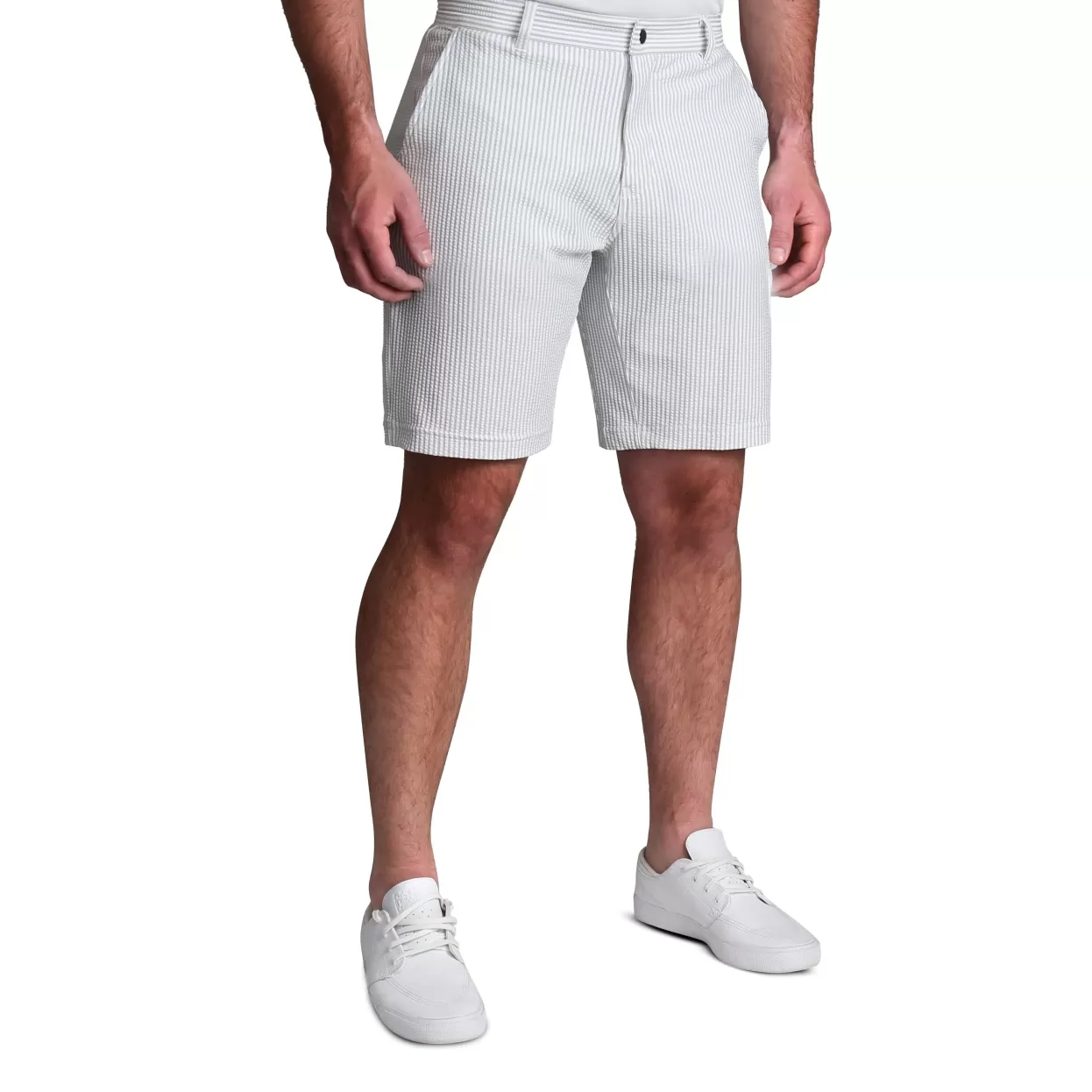 State and Liberty Athletic Fit Shorts - Grey Seersucker Fashion