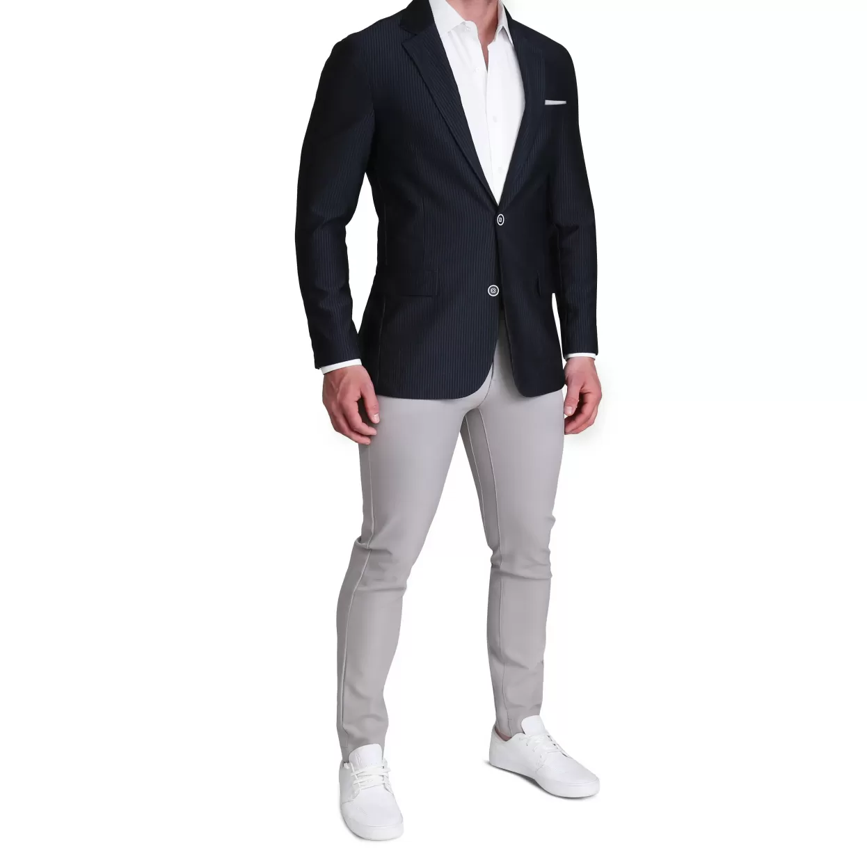 State and Liberty Athletic Fit Stretch Blazer - Navy Seersucker Fashion