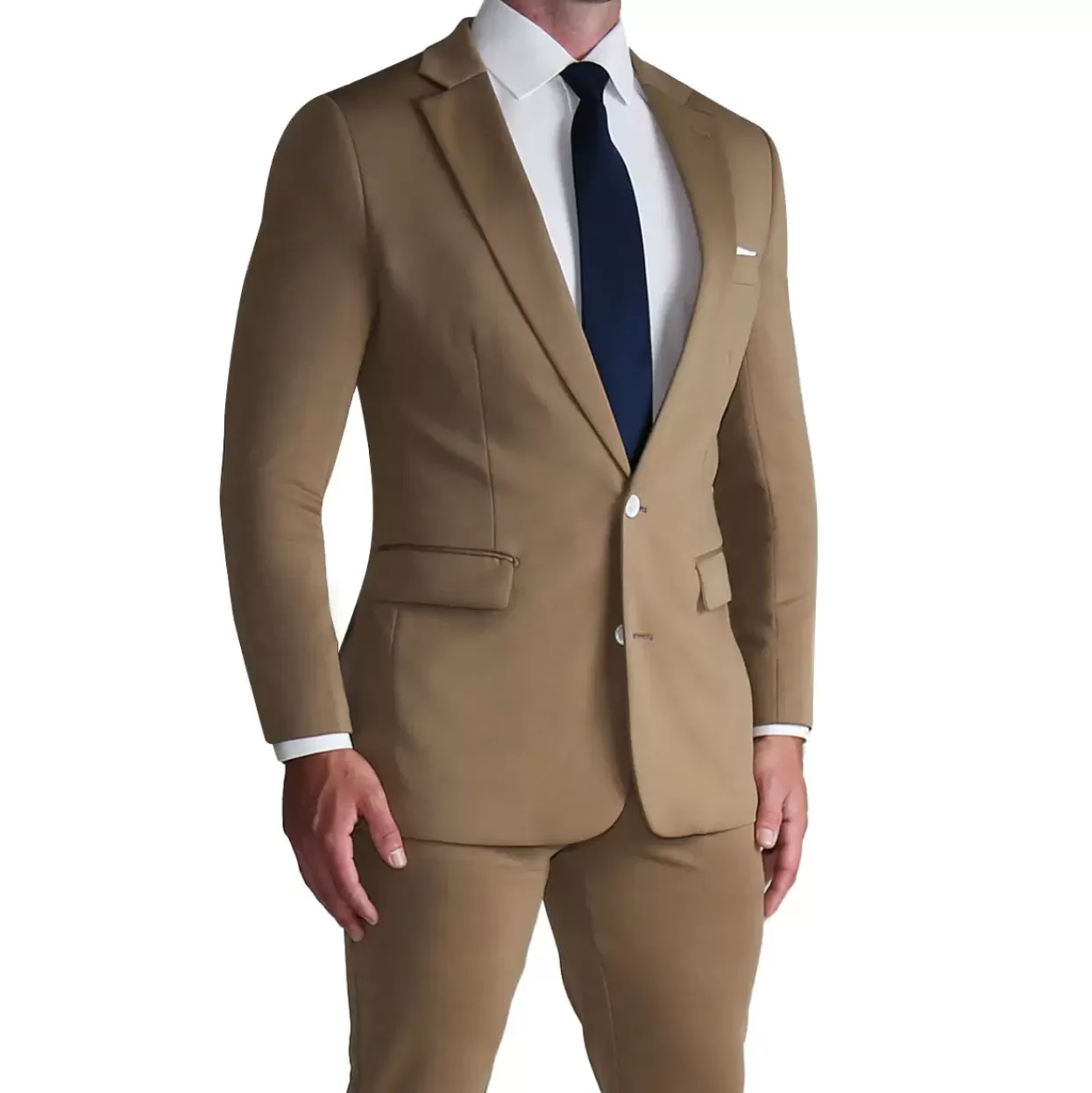 State and Liberty Athletic Fit Stretch Suit - Solid Dark Tan Cheap