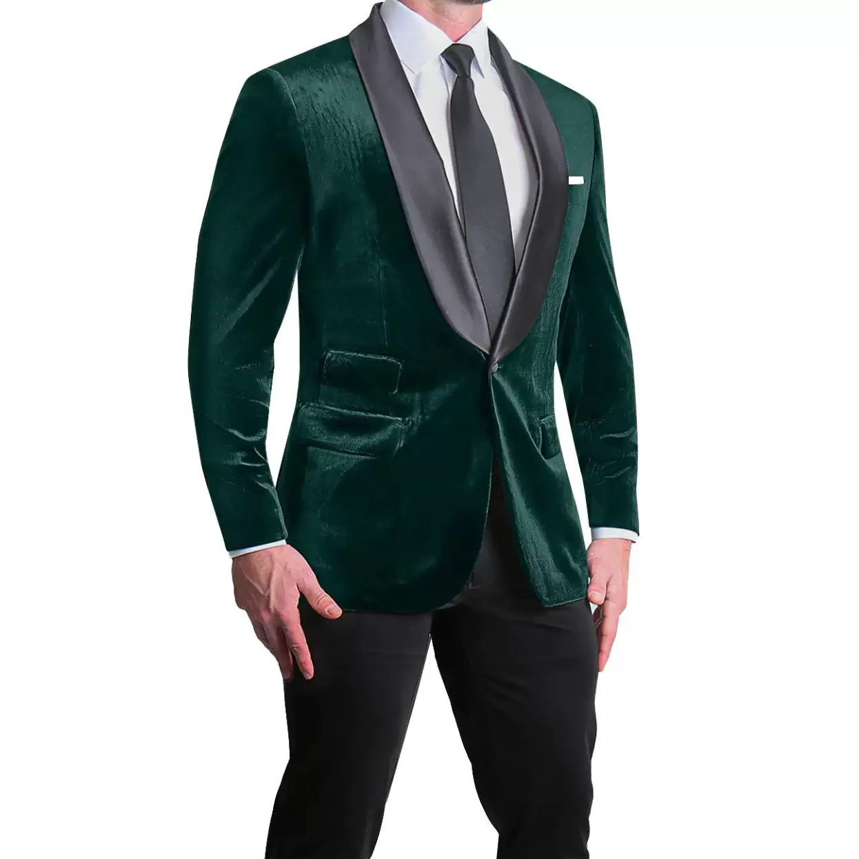State and Liberty Athletic Fit Stretch Tuxedo - Green Velvet Sale