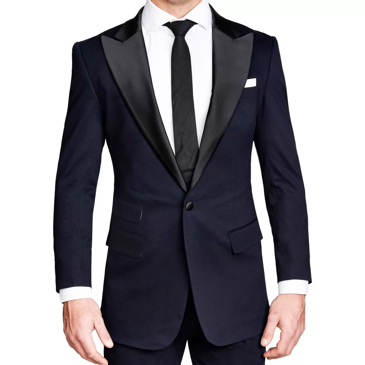 State and Liberty Athletic Fit Stretch Tuxedo Jacket - Solid Navy With Peak Lapel Shop