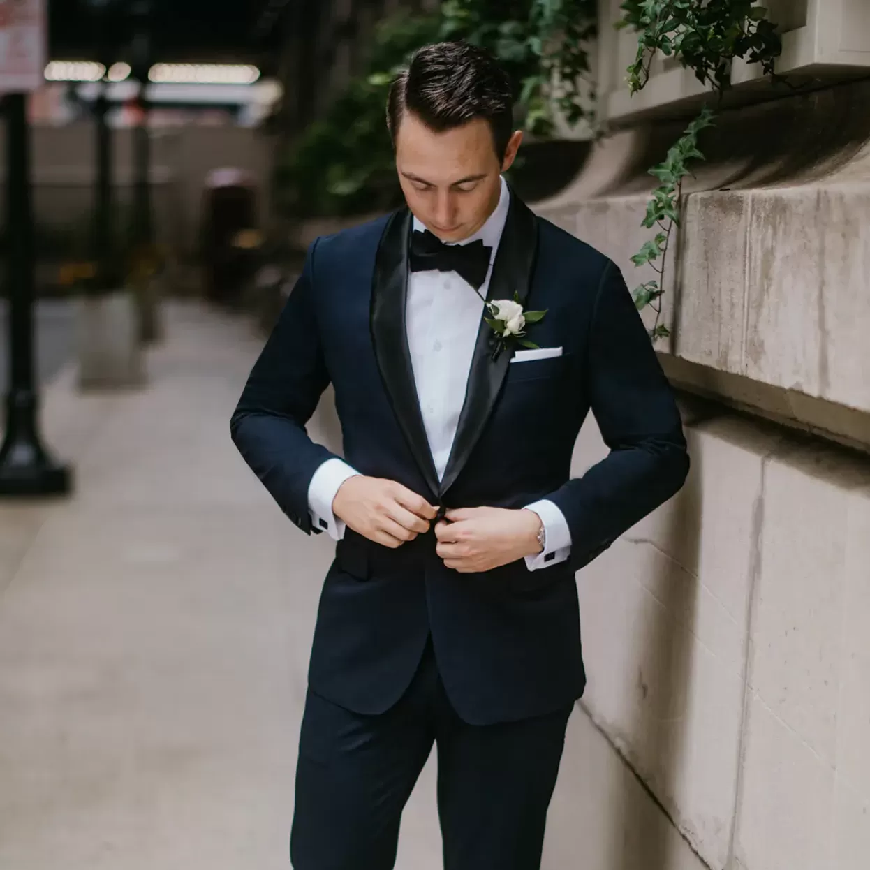 State and Liberty Athletic Fit Stretch Tuxedo Jacket - Solid Navy With Shawl Lapel Sale