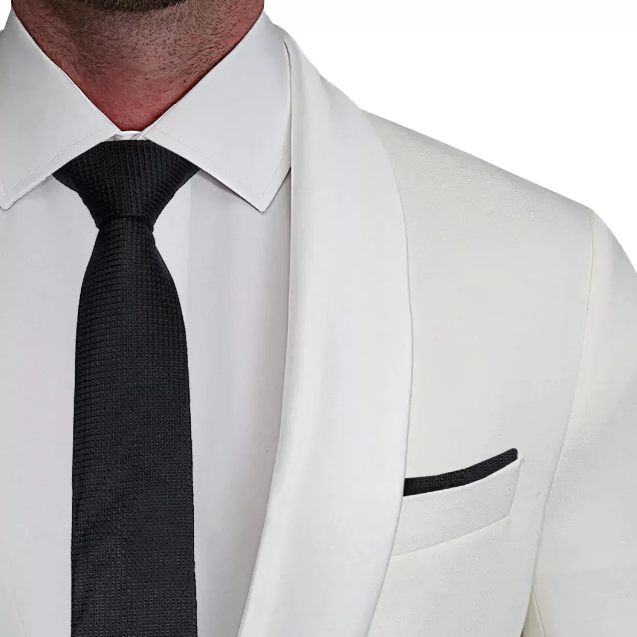 State and Liberty Athletic Fit Stretch Tuxedo Jacket - White With White Shawl Lapel Clearance