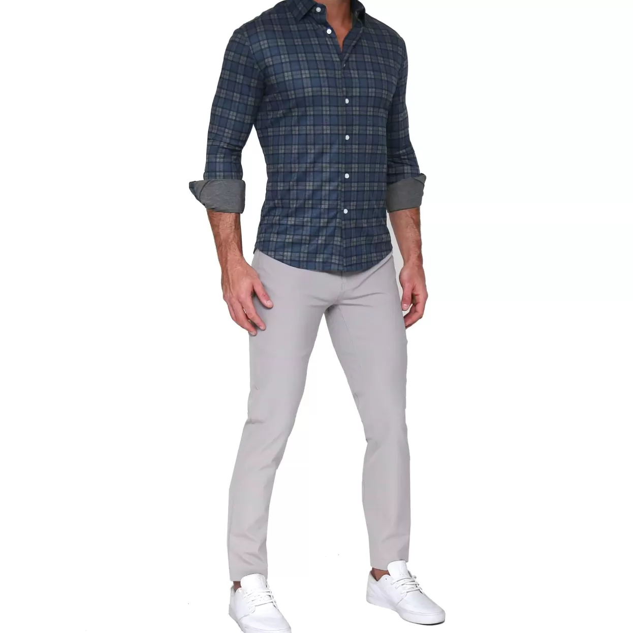 State and Liberty "The Gregory" Blue, Tan, & Teal Plaid Button Down Store