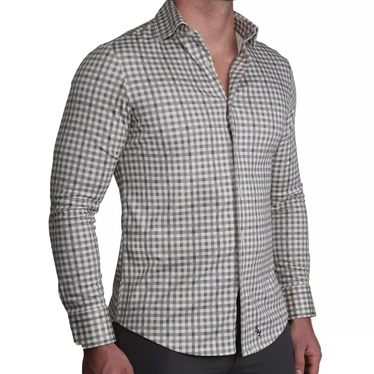 State and Liberty "The Palmer" Brown, Grey, And White Gingham Casual Button Down Store