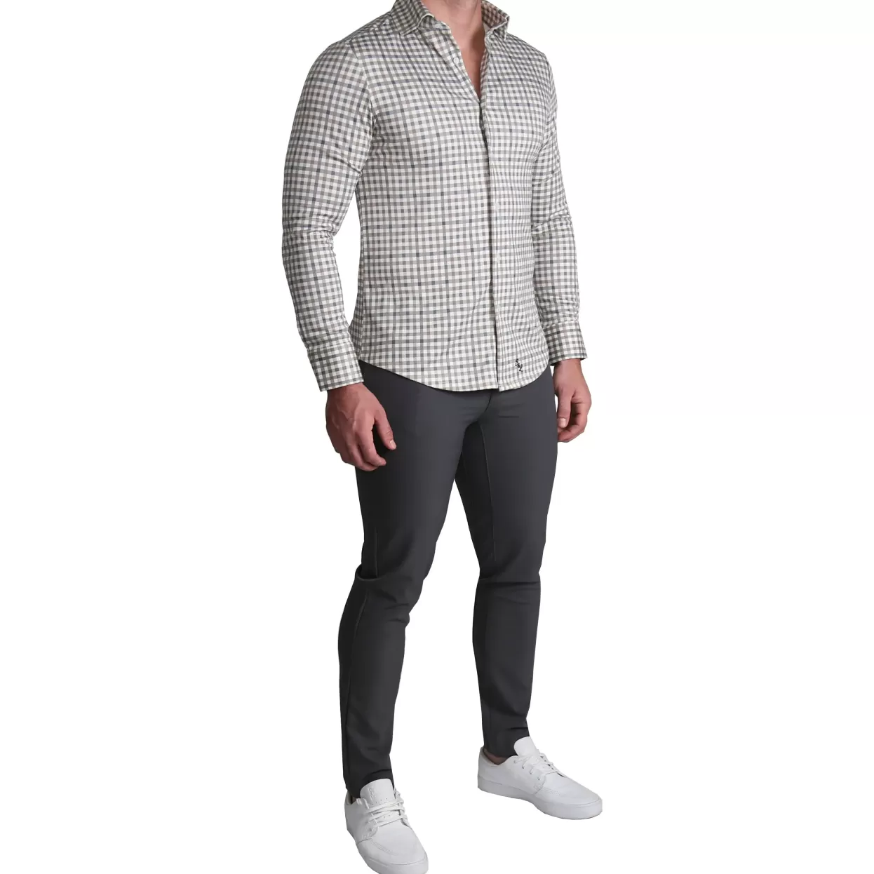 State and Liberty "The Palmer" Brown, Grey, And White Gingham Casual Button Down Store