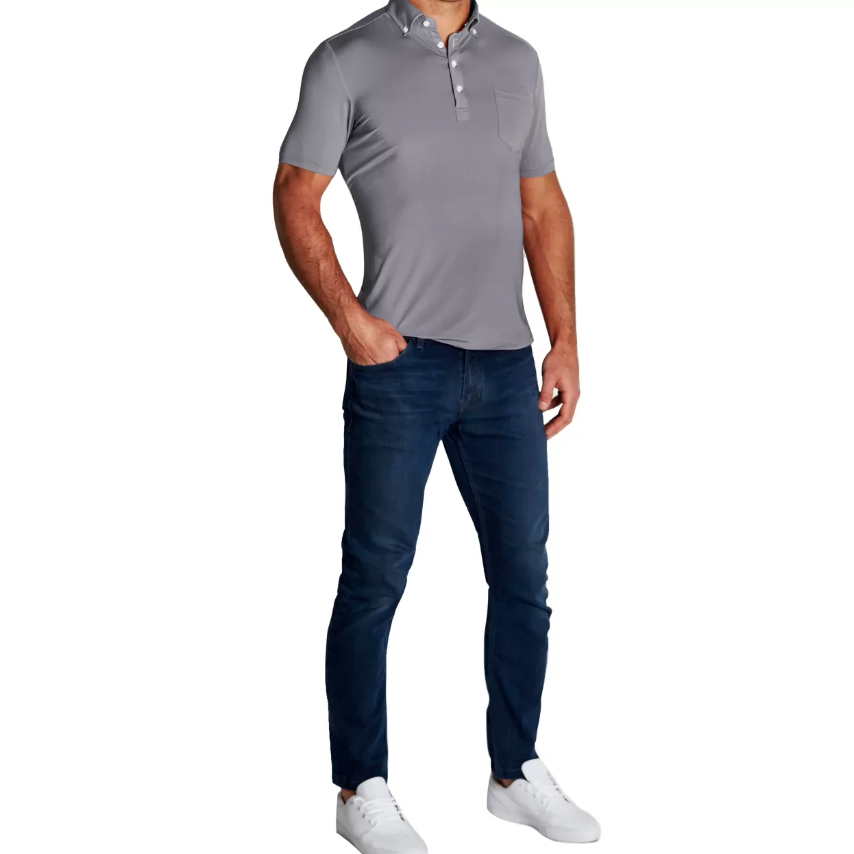 State and Liberty "The Rory" Grey Tech Polo Discount