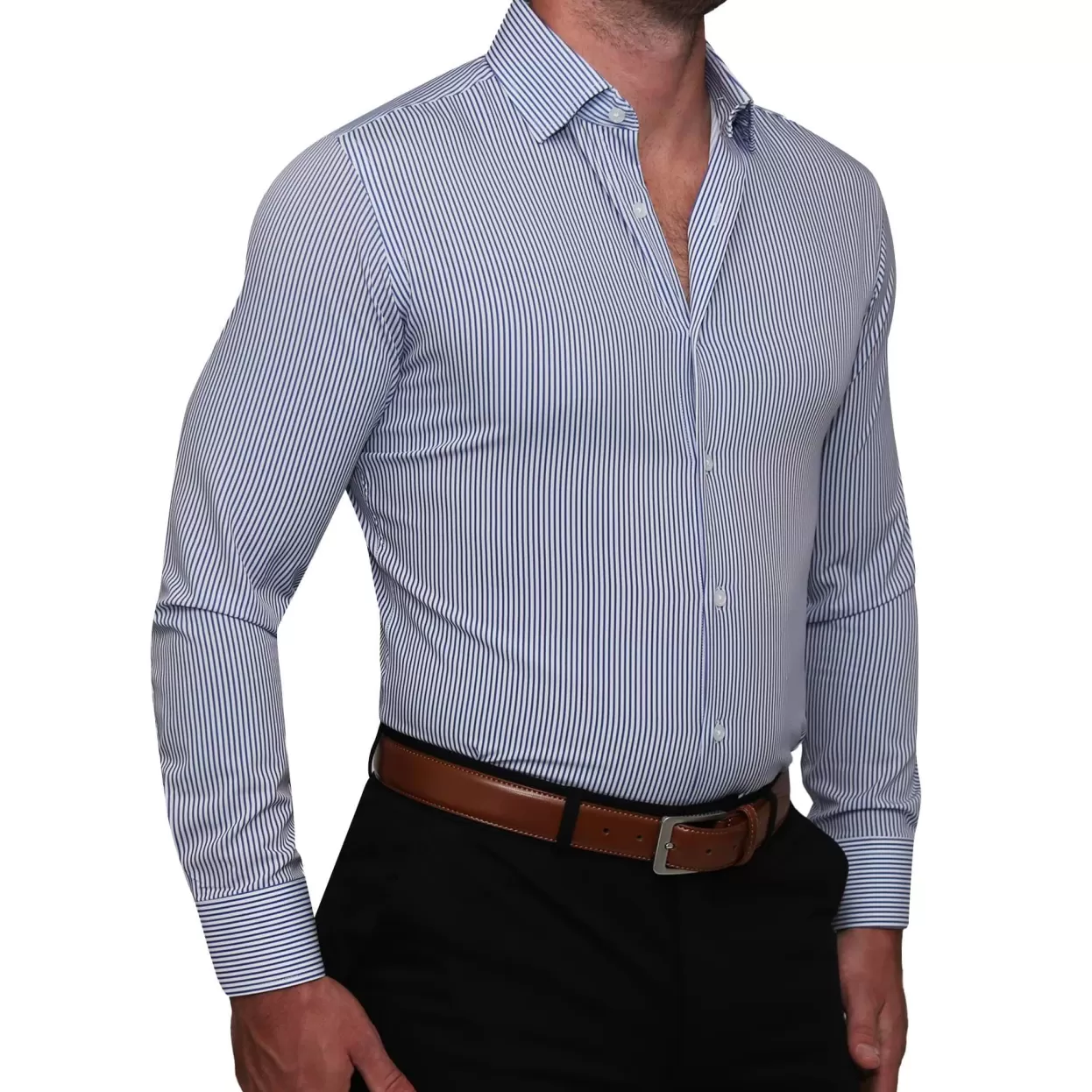 State and Liberty "The Tucker" Mid-Blue Bengal Stripe Store